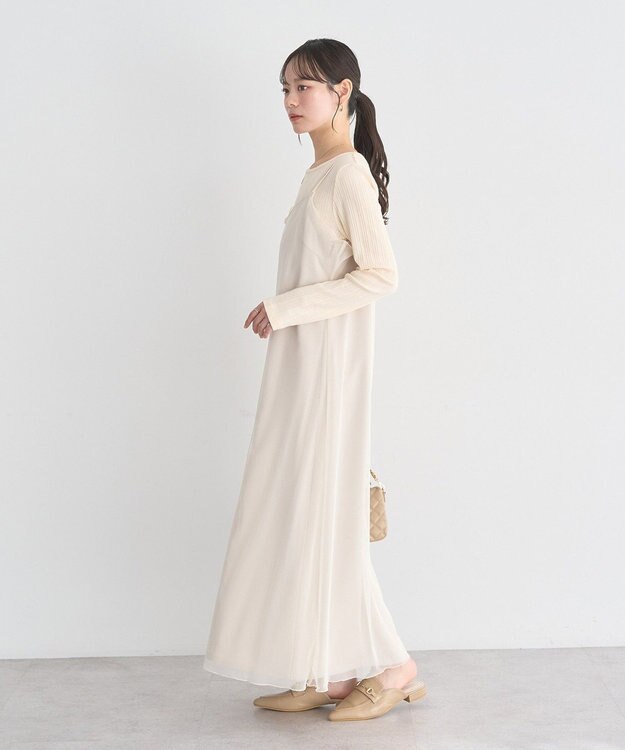 earth music&ecology SET2点チュール＆キャミワンピース Ecru