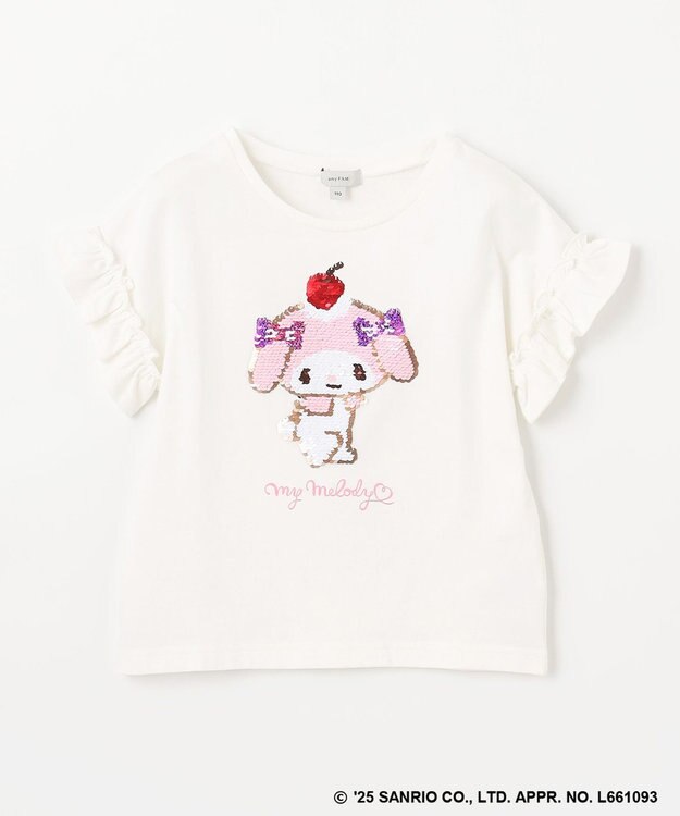 ANY KIDS 【any FAM ×サンリオキャラクターズ】ミラクルスパンコール Tシャツ マイメロディ×オフホワイト