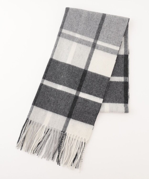 J.PRESS LADIES カシミヤチェック マフラー ライトグレー系3