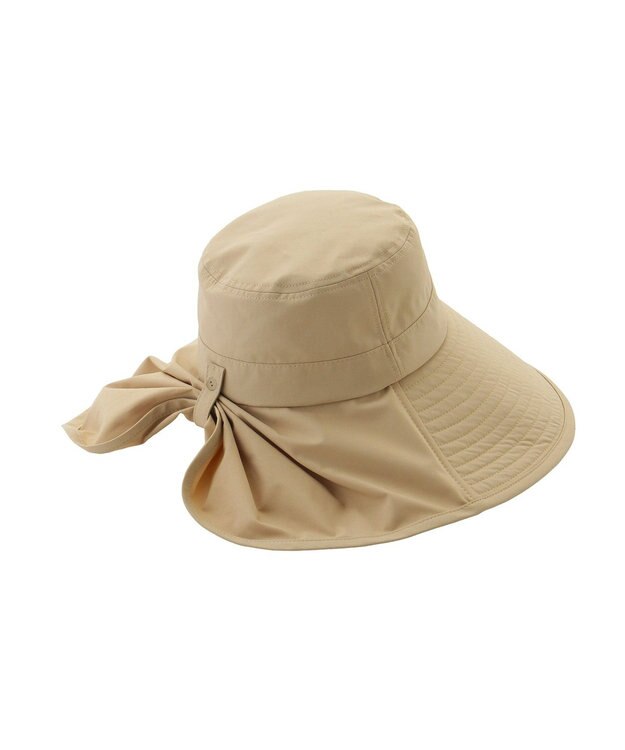 MOONBAT 【遮光100％/遮熱/UVカット】PAUL&JOE ACCESSOIRES(ポール&ジョー）後ろ垂れ 広つばハット 帽子 サイズ調整可能 手洗い可能 ベージュ