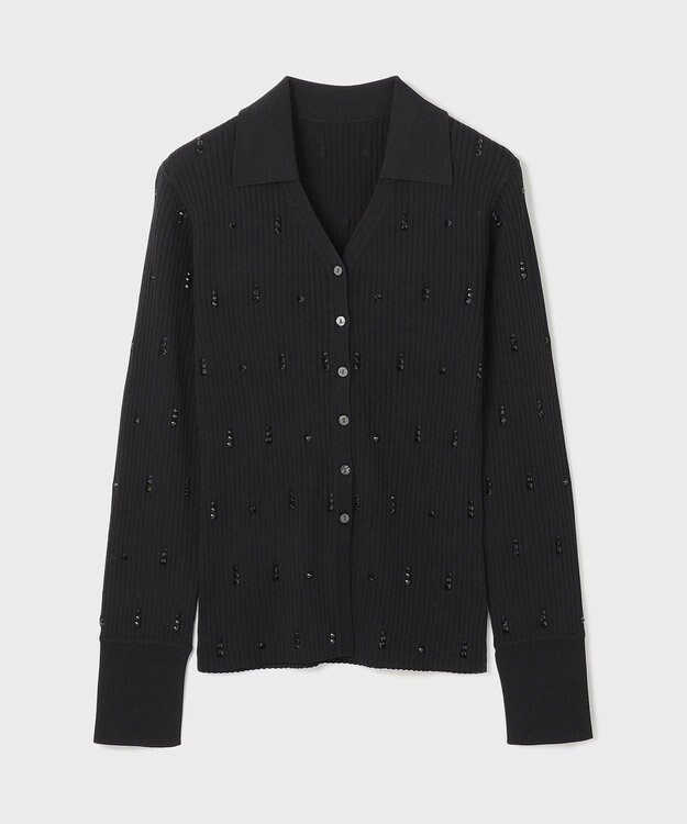 GRACE CONTINENTAL ビジューリブニットトップ ブラック