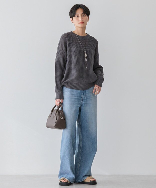 AMERICAN HOLIC 透かし編みニットプルオーバー Charcoal Gray