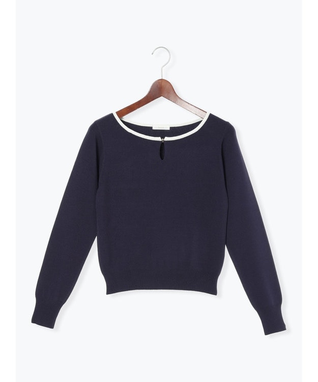 Te chichi スクエアチャームキーネックプルオーバー ネイビー