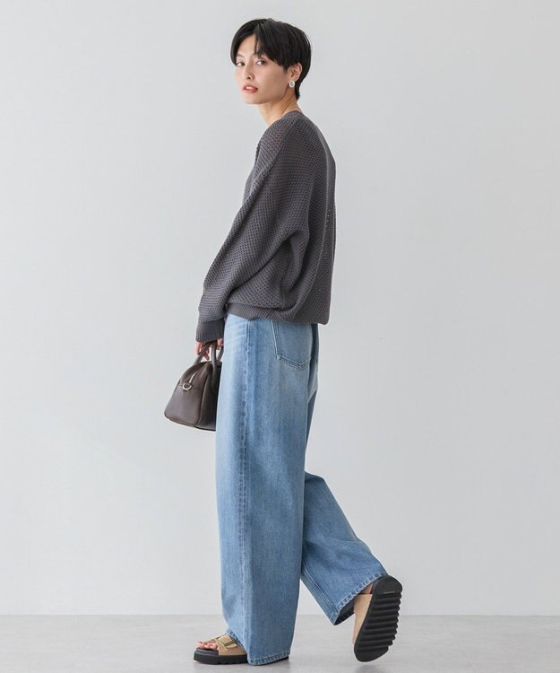 AMERICAN HOLIC 透かし編みニットプルオーバー Charcoal Gray