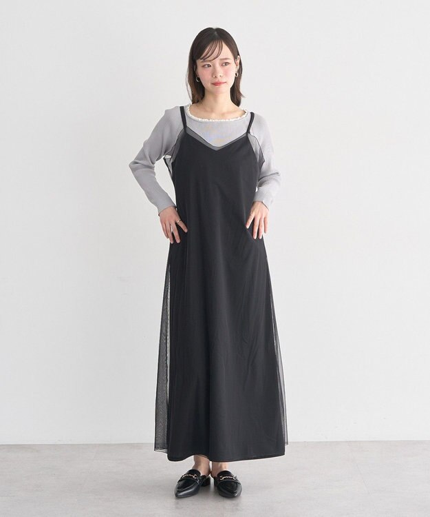 earth music&ecology SET2点チュール＆キャミワンピース Black