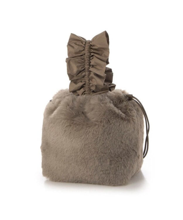 UNBILLION カシュカシュ cachecache / フリルハンドルエコファー巾着バッグ オーク