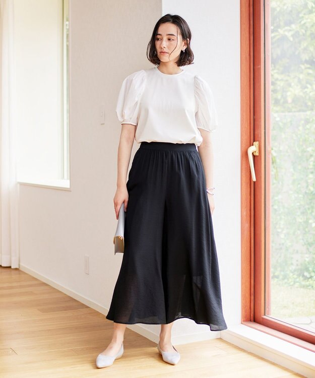 UNFILO ヴィンテージライク ギャザーパンツ ブラック