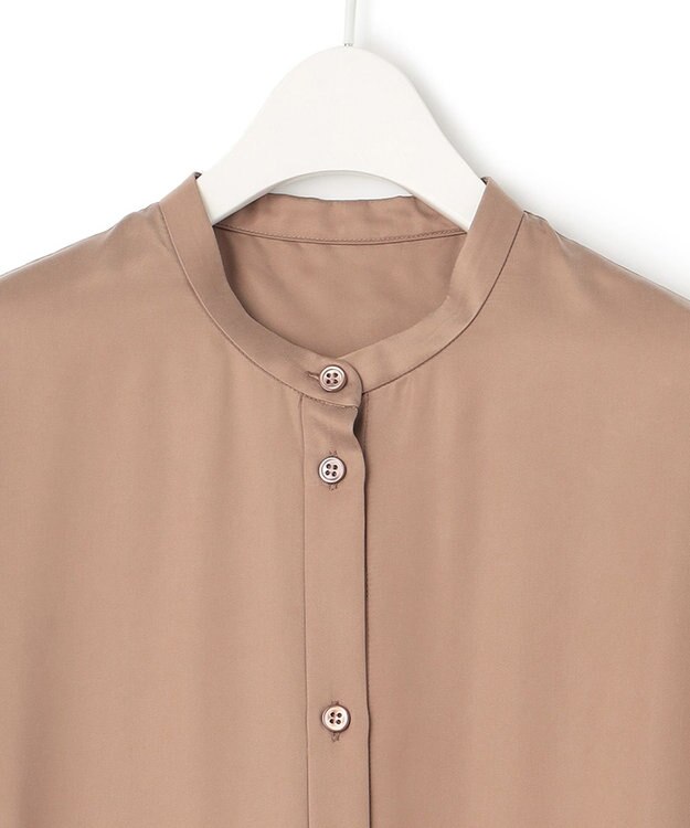 ICB 【洗える】 ルゼブフィブリルサテン シャツワンピース レディッシュブラウン系