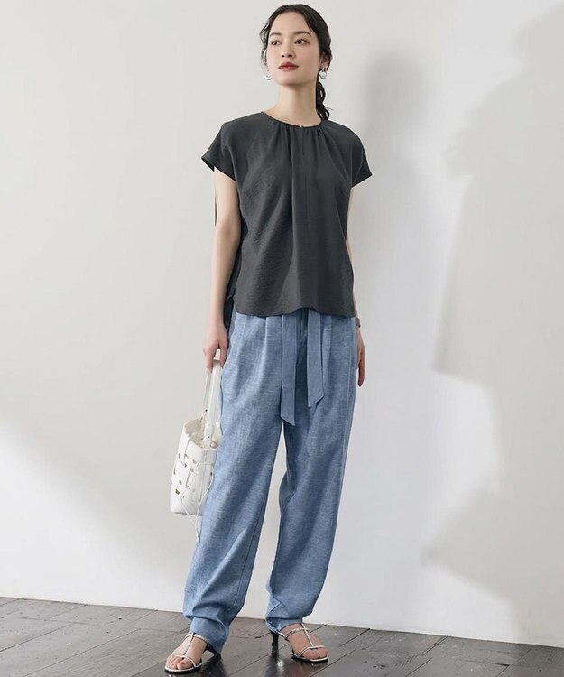 自由区 S 【セットアップ対応】エアリーツイルプルオーバー ブラウス ブラウン