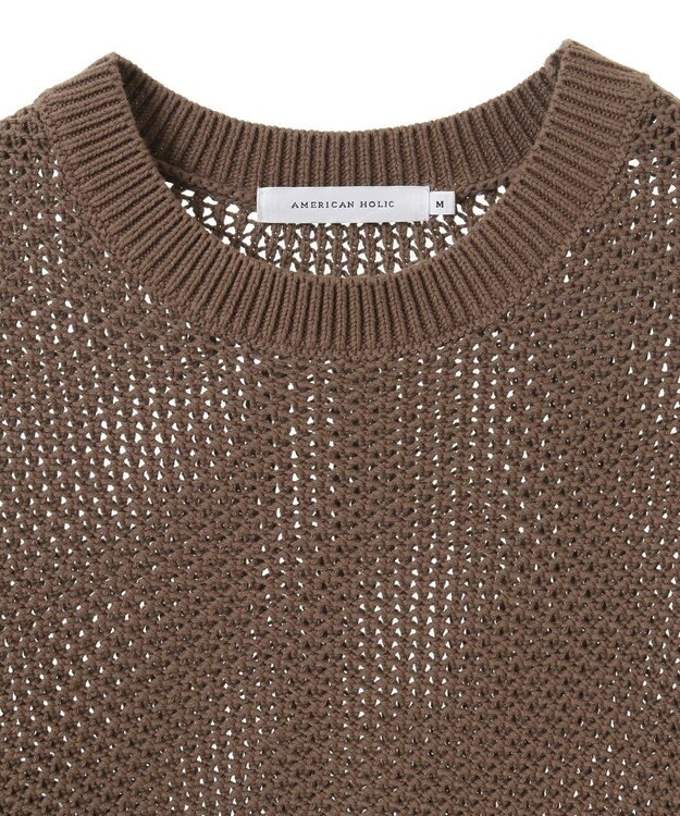 AMERICAN HOLIC 透かし編みニットプルオーバー Mocha