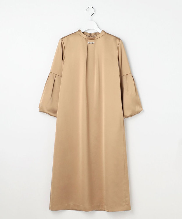 J.PRESS LADIES ノーブルサテン ワンピース キャメル系