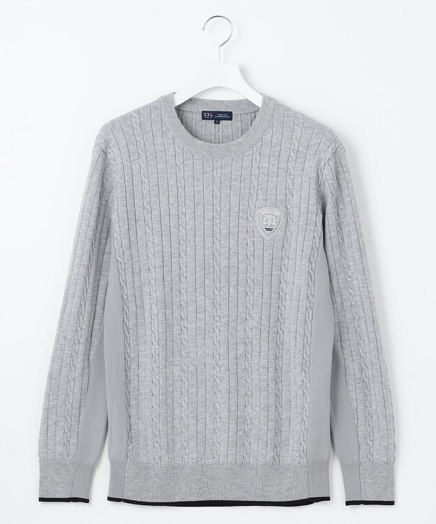 23区GOLF 【MEN】【ウォッシャブル】ストレッチ カラーニット ライトグレー系