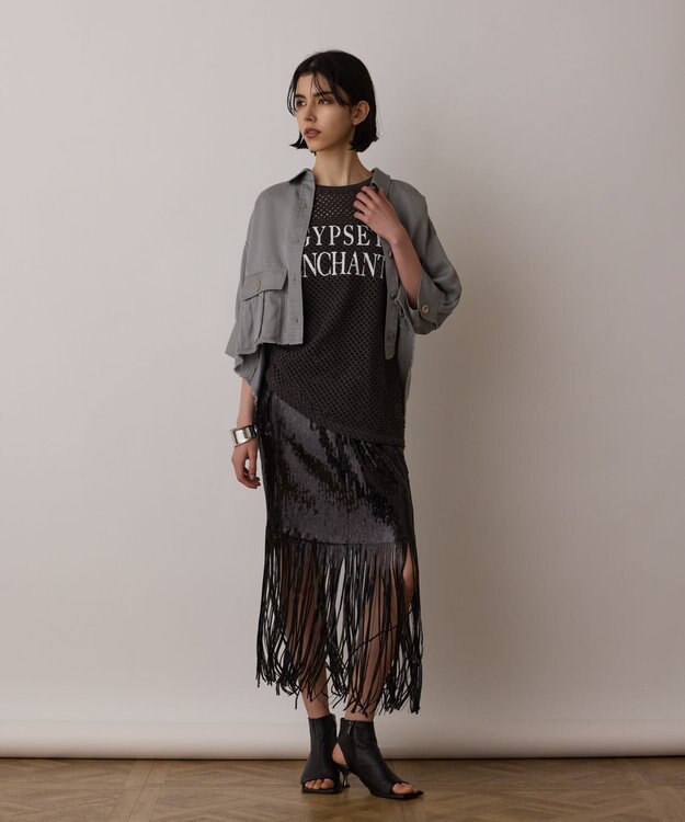 GRACE CONTINENTAL ハーフスリーブルーズシャツ グレー