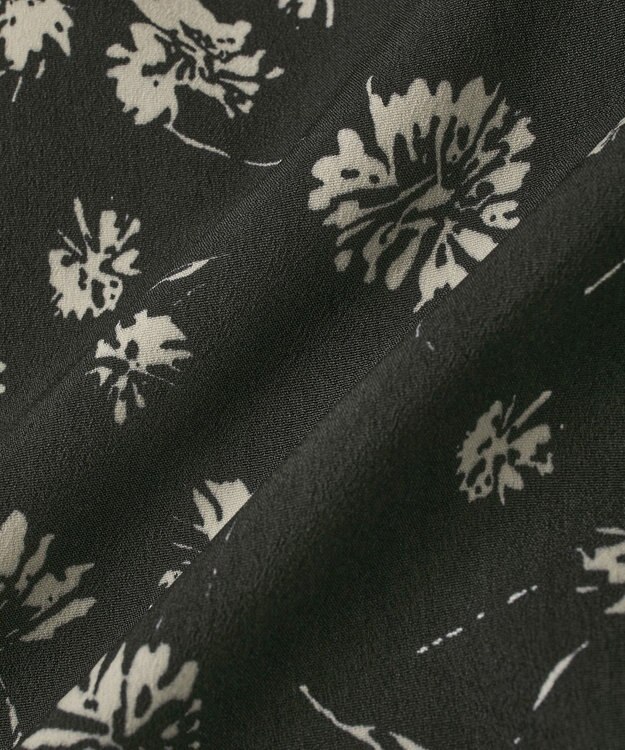 YECCA VECCA フラワー柄プリーツMIXワンピース Black