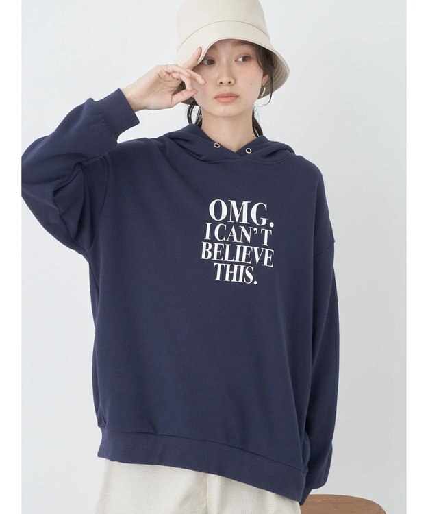 earth music&ecology ロゴスウェットフーディー Navy