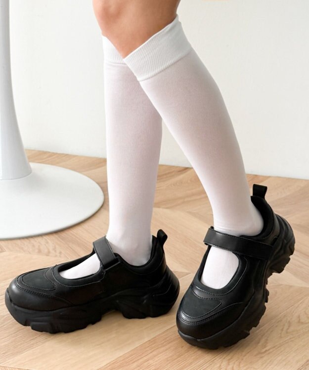 WEGO 厚底ベロクロストラップシューズ ブラック