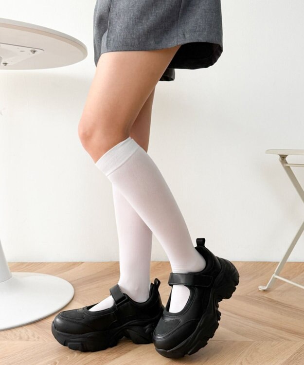 WEGO 厚底ベロクロストラップシューズ ブラック