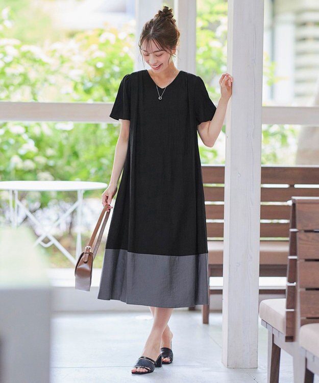 Tiaclasse 【小倉優子さん着用】ラタン風配色ストラップサンダル ブラック