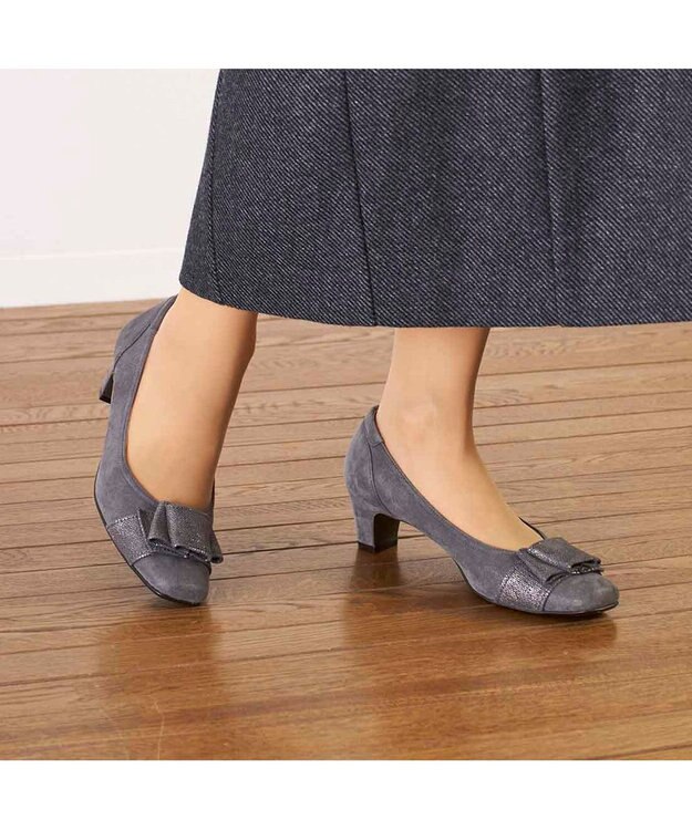 Riz raffinee <Riz raffinee>ドレープデザインモチーフパンプス グレーメタリック