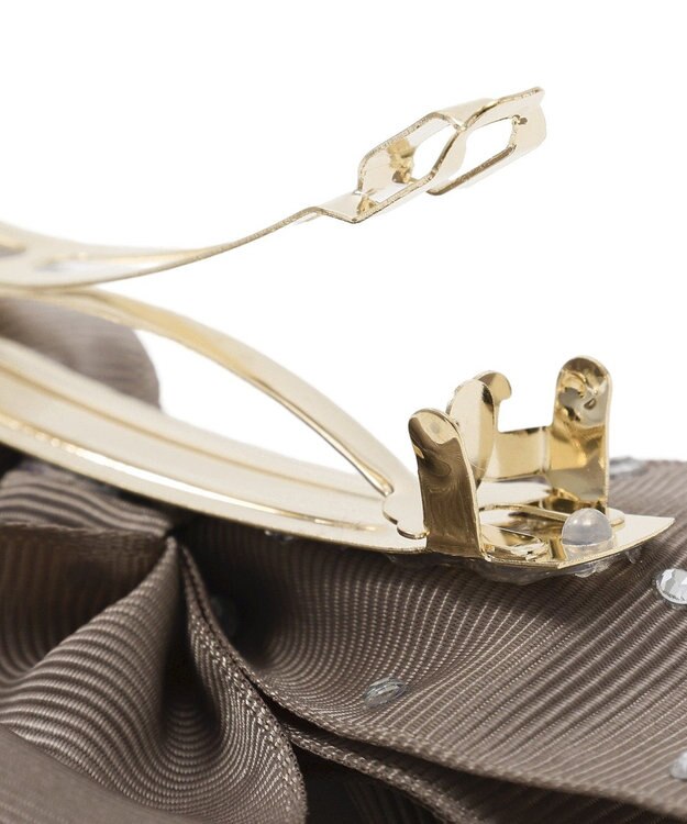 Maison de FLEUR ビジューグログランリボンバレッタ Brown