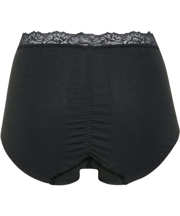 Wing サニタリーショーツ 綿混素材(身生地部) ナプキンがズレにくい仕様 ウエストがくいこみにくい 生理用ショーツ 深ばき はきこみ丈ふかめ EC8590 ウイング／ワコール ブラック