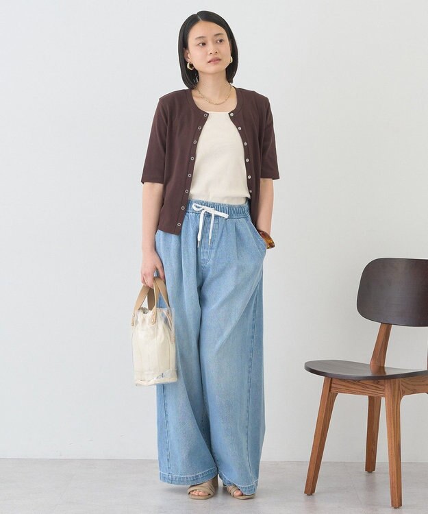 AMERICAN HOLIC 【マルチ機能】リブ半袖カーディガン Brown