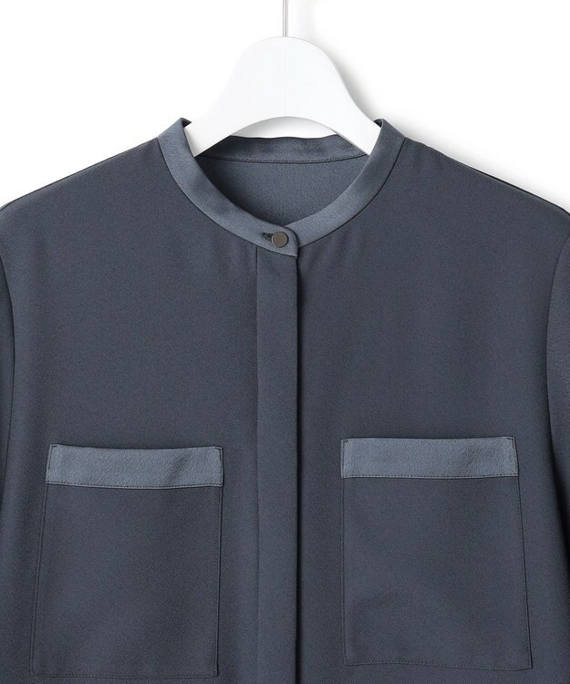 ICB 【先行予約】 FluidBackSatin シャツワンピース ダルブルー