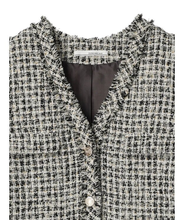 Green Parks ・ＥＬＥＮＣＡＲＥ　ＤＵＥ　ツィードノーカラーベスト Ivory