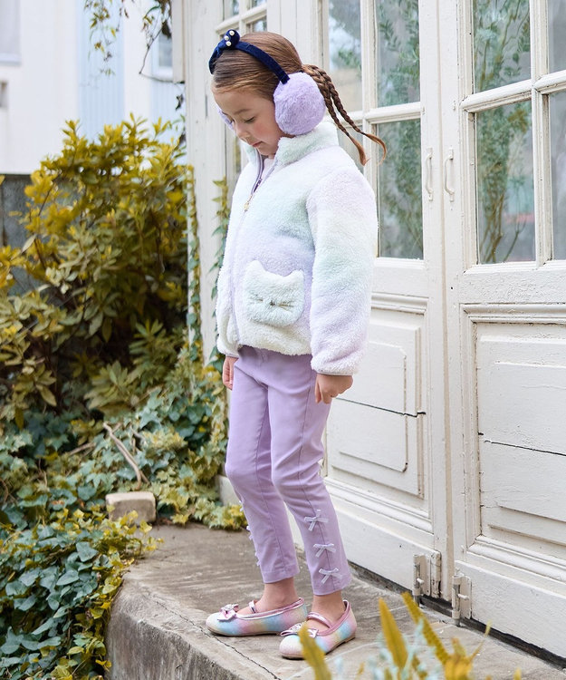 ANY KIDS ネコポケットボアブルゾン レインボー×ミント