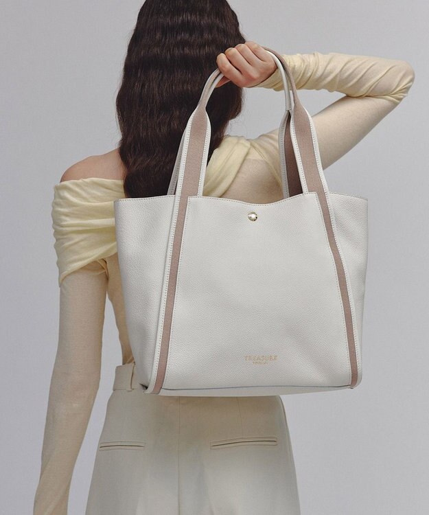 TOPKAPI 【TREASURE TOPKAPI】ソフトシュリンク テープハンドル A4 トート バッグ ホワイト