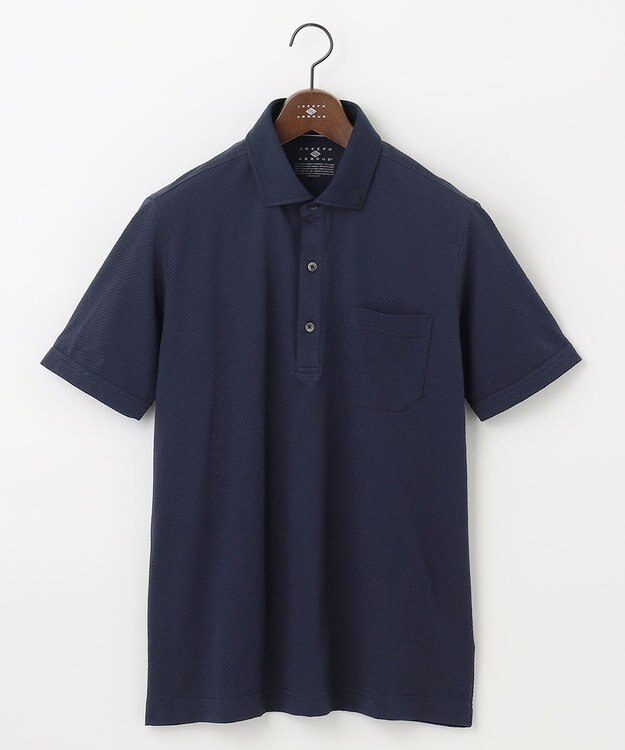 JOSEPH ABBOUD 【オーガニックコットン使用】ブロックサッカーポロシャツ ネイビー系