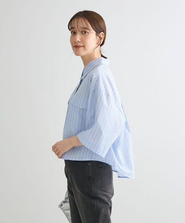 Green Parks ５分袖ショートシャツ Blue