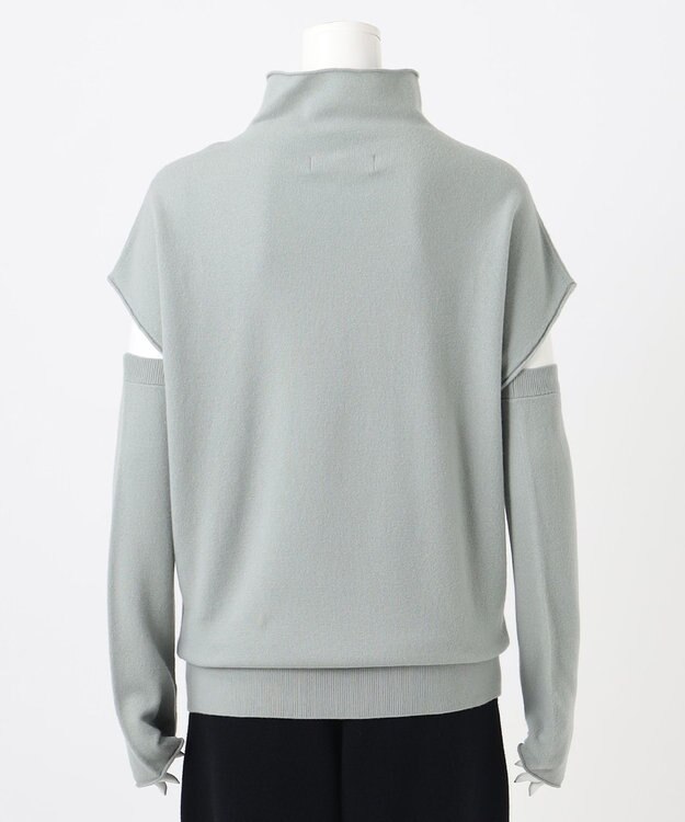 23区 L 【エステータ】エアリースパンウール アームウォーマーデザイン ハイネックニット ミントグリーン系