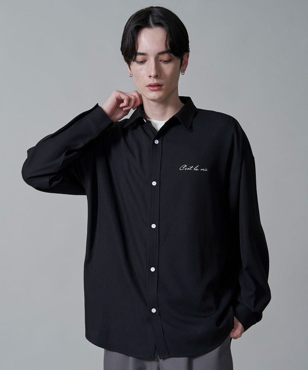 WEGO アムンゼンワンポイントBIGシャツ（LS） ブラック