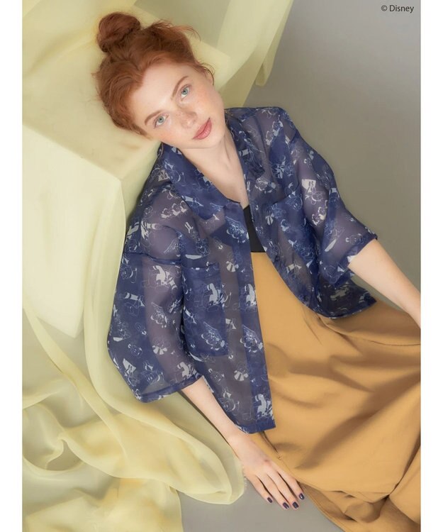 AMERICAN HOLIC 総柄シアーショート丈シャツ／Ｄｉｓｎｅｙ Navy