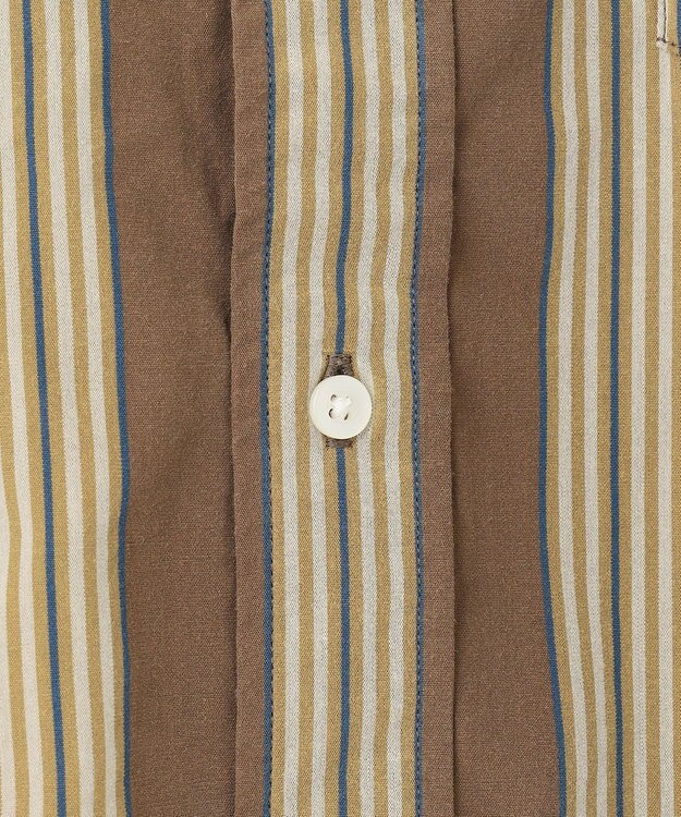 J.PRESS YORK STREET 【UNISEX】ストライプ バンドカラーシャツ ブラウン系2