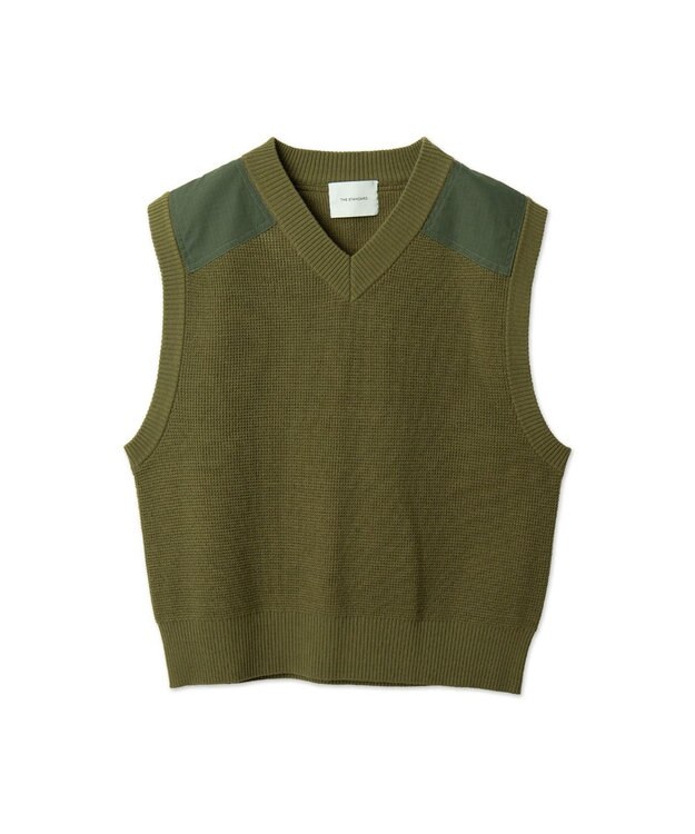WEGO Vネックニットベスト カーキ
