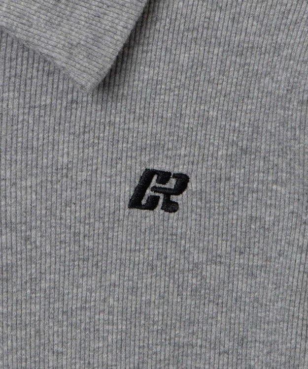 WEGO ワンポイント刺繍WZIP長袖トップス 杢グレー