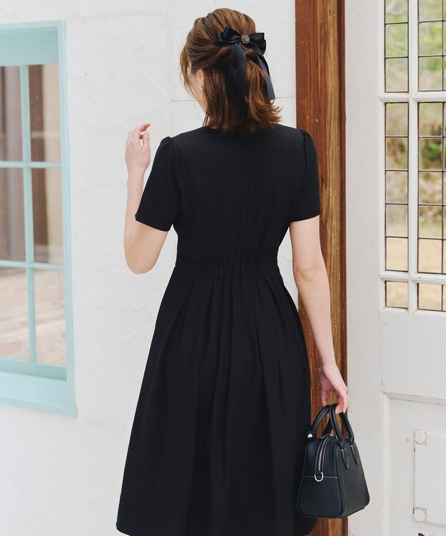 Tiaclasse サテンリボンバレッタ ブラックブラック