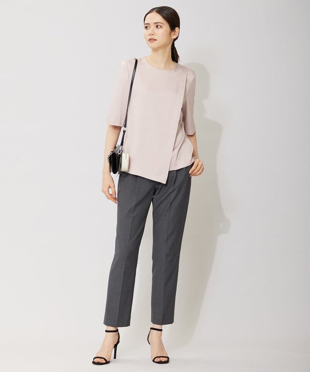 ICB 【セットアップ対応・洗える】 LooseWeave テーパードパンツ チャコール系