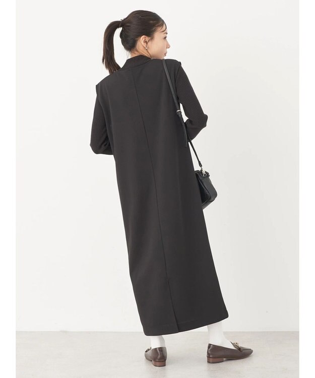 earth music&ecology ＳＥＴ２点Ｖネックジャンスカ＋ハイネックニット Black