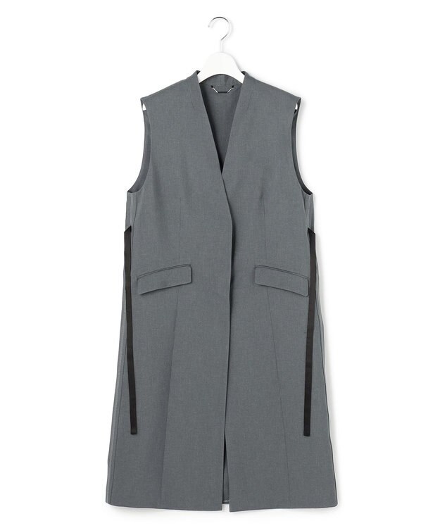 ICB L 【WEB＆一部店舗限定】 SerikaWorsted ノーカラーロングジレ ミディアムグレー