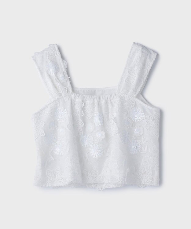 GRACE CONTINENTAL チュール刺繍トップ ホワイト