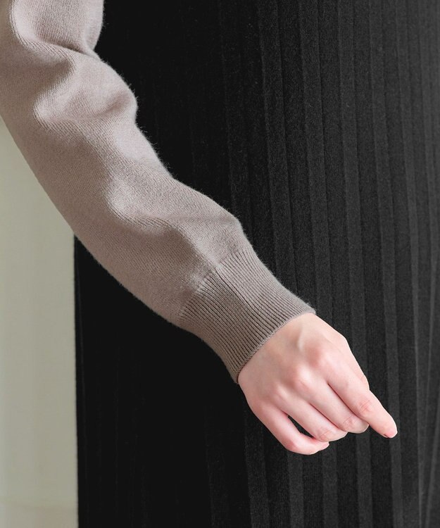 Tiaclasse 配色切替ニットワンピース ベージュ