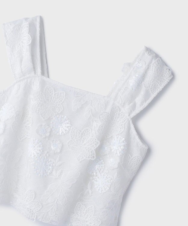GRACE CONTINENTAL チュール刺繍トップ ホワイト