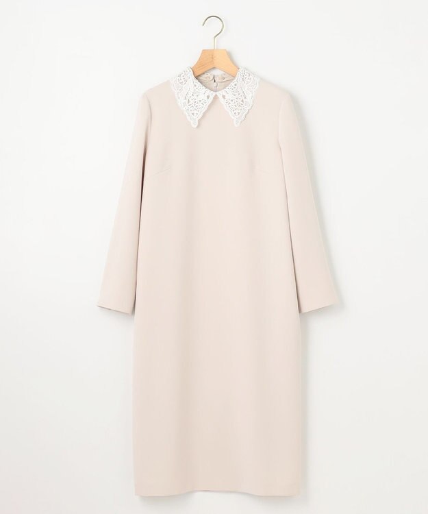 組曲 L 【KUMIKYOKU NAVY】コンフォータブルドレープ レース襟ワンピース サンドベージュ系