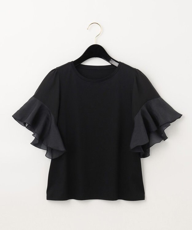 GRACE CONTINENTAL フレアスリーブカットトップ ブラック