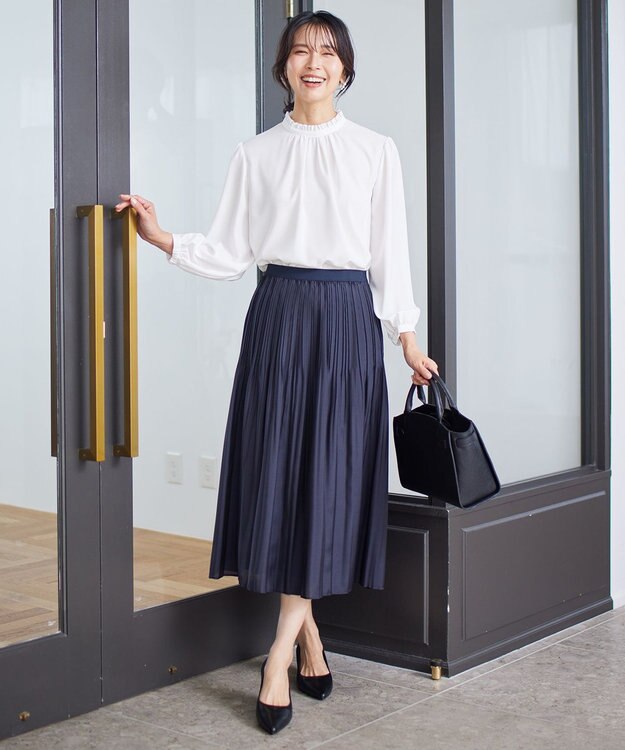 23区 L 【洗える】ジョーゼット フリル ブラウス ホワイト系