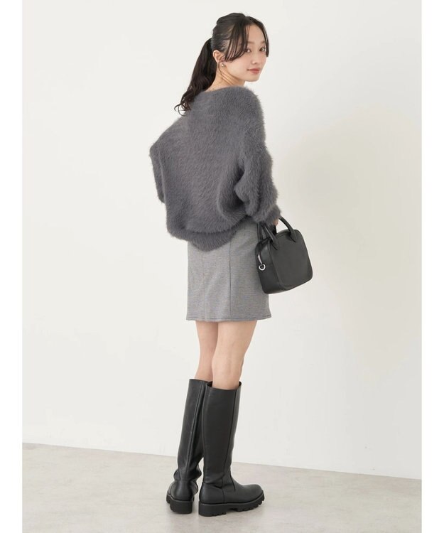 earth music&ecology ゆるモヘアライクレースニット Charcoal Gray