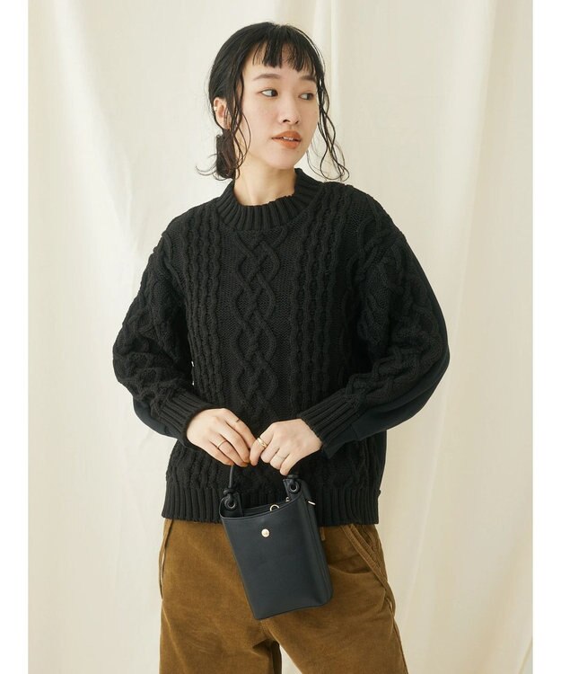 CRAFT STANDARD BOUTIQUE ケーブルニットドッキングスウェット Black